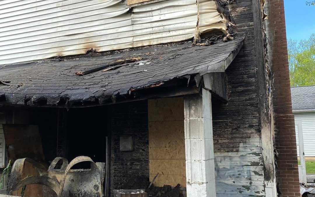 House after Fire. Soot